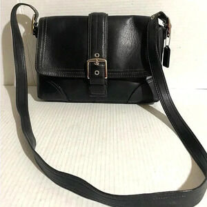 Coach black vintage leather crossbody handbag